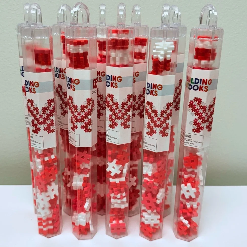 NEW Set of 10 Building Linking Blocks Target Bullseye Playground, Red & White